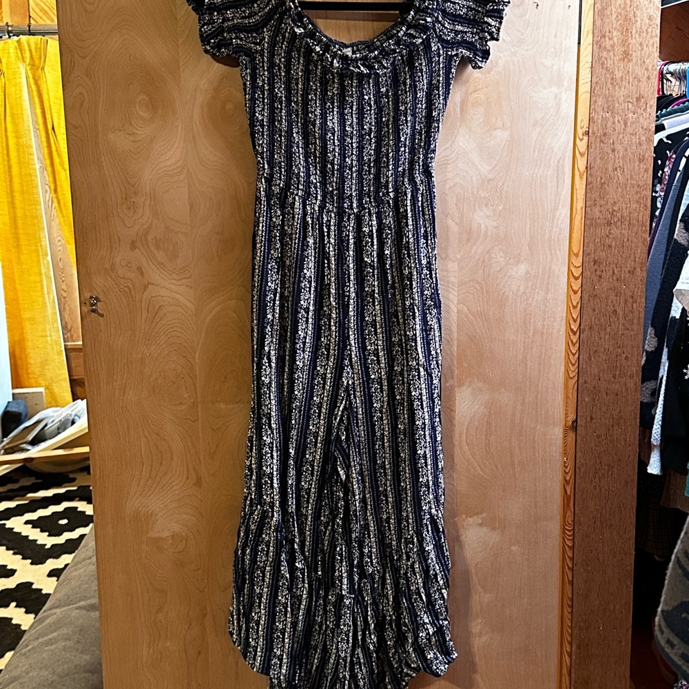 Xhilaration Black and White Ruffled Tiered Jumpsuit